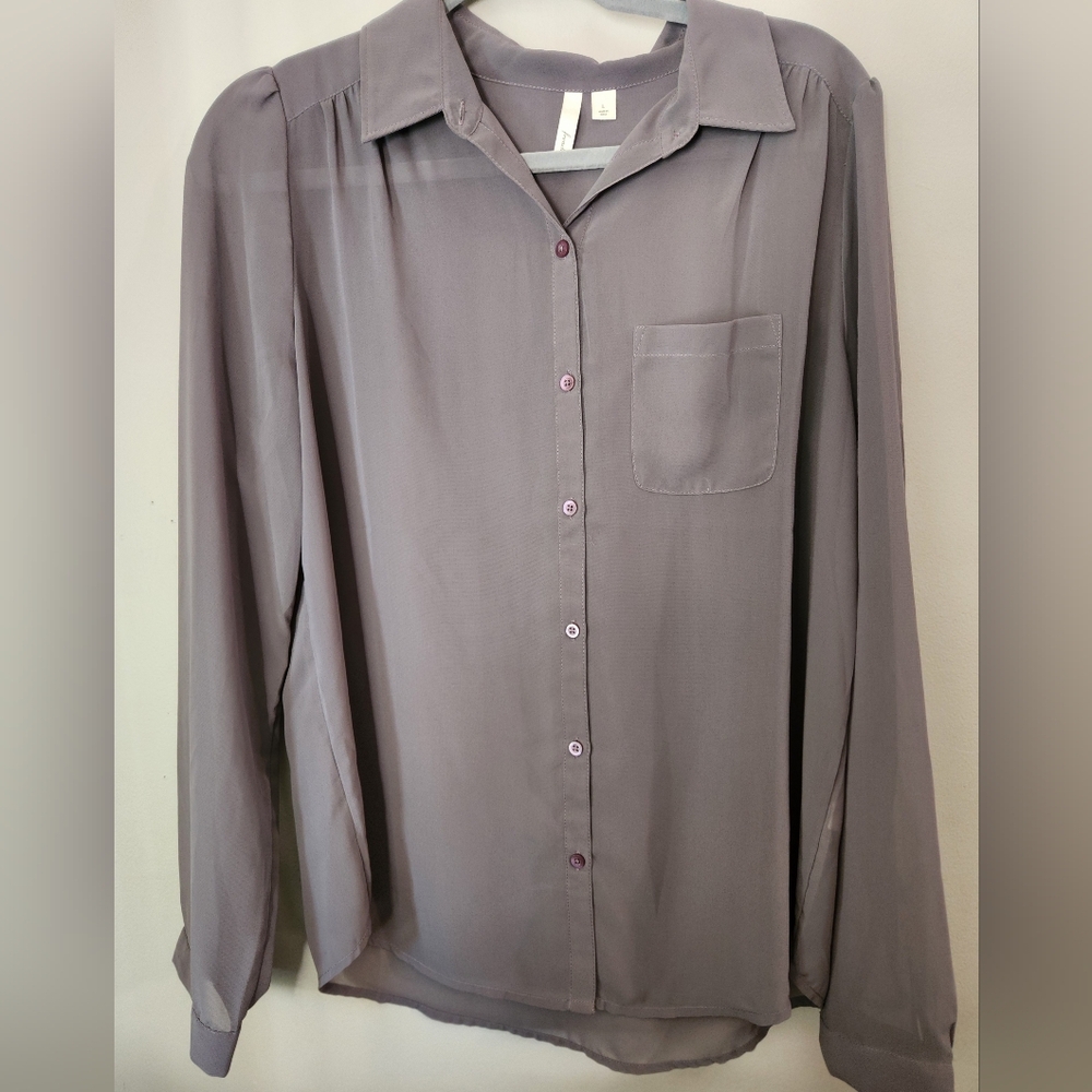 Frenchi Women's Purple Sheer Chiffon Shirt